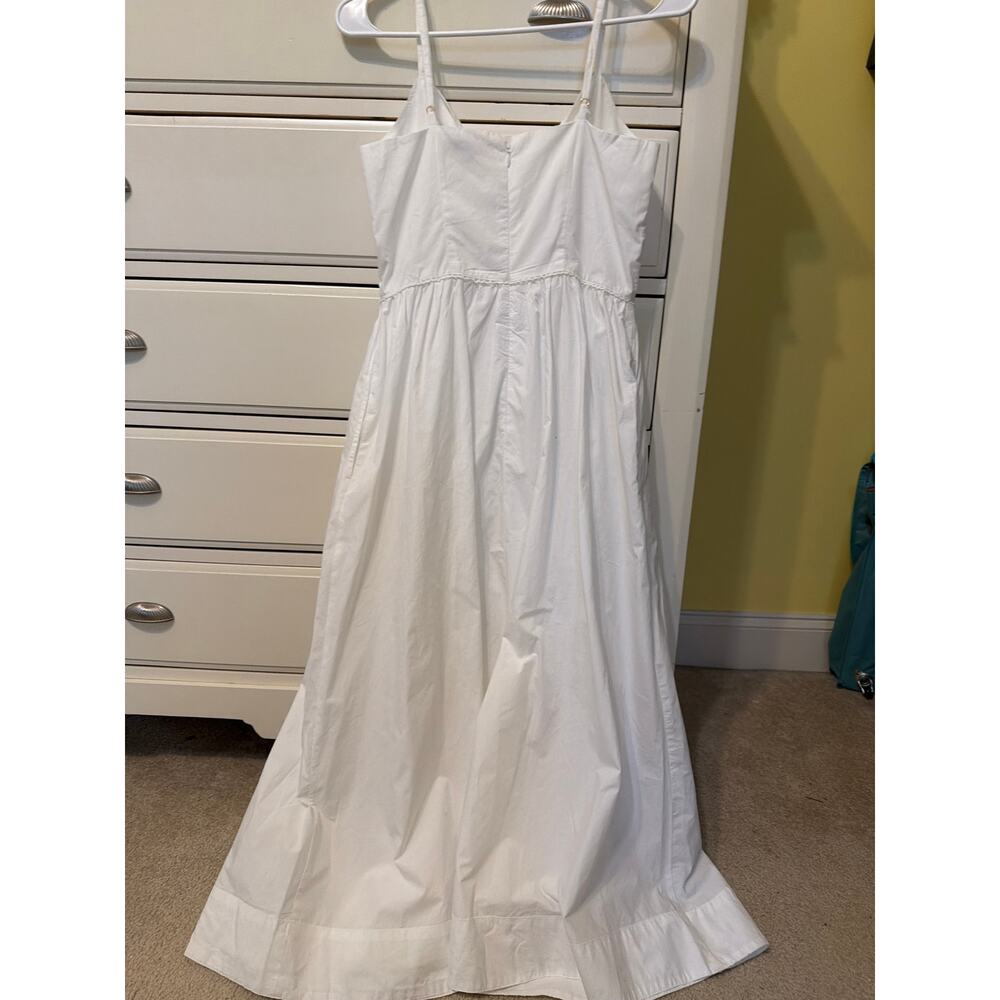 NWT Loft Poplin Tie Midi Pocket Dress Women's Size 0 White 100% Cotton Coastal - Picture 7 of 12
